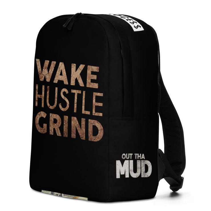 Wake Hustle Grind Out The Mud Logo Book Bag