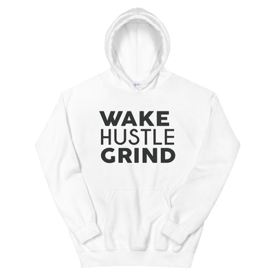 Wake Hustle Grind White Hoodie